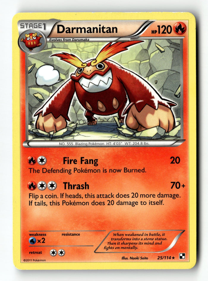 Pokemon Card Darmanitan LP Black and White Rare 25/114