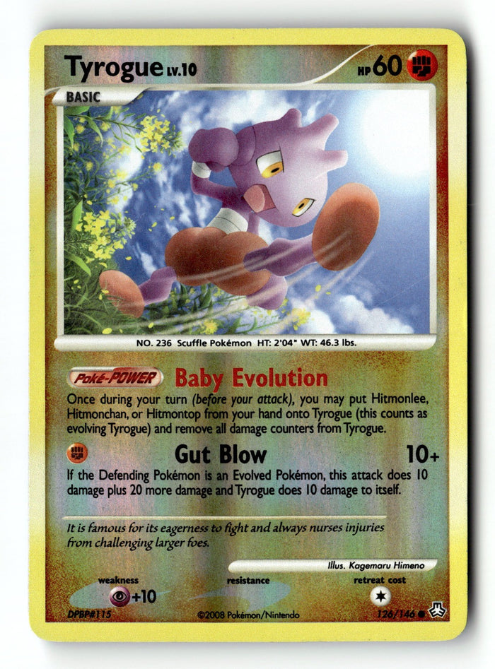 Pokemon Card Tyrogue Reverse Holo LP Legends Awakened 126/146