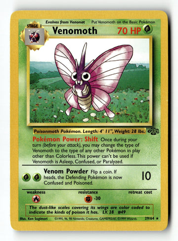 Pokemon Card Venomoth (29) Unlimited LP Jungle 29/64