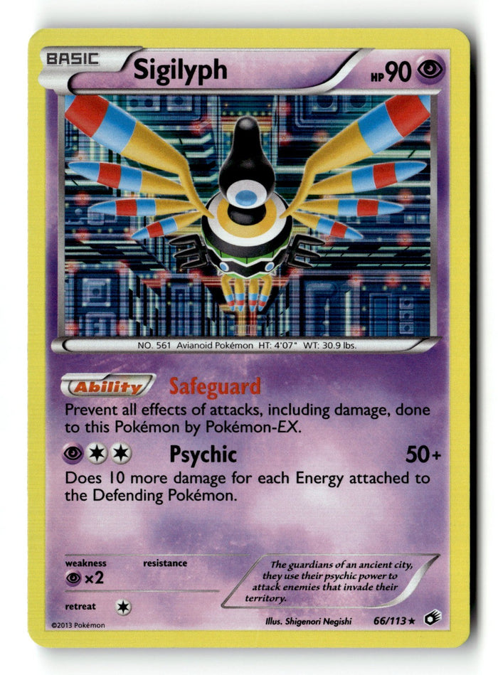 Pokemon Card Sigilyph Holo LP Legendary Treasures 66/113
