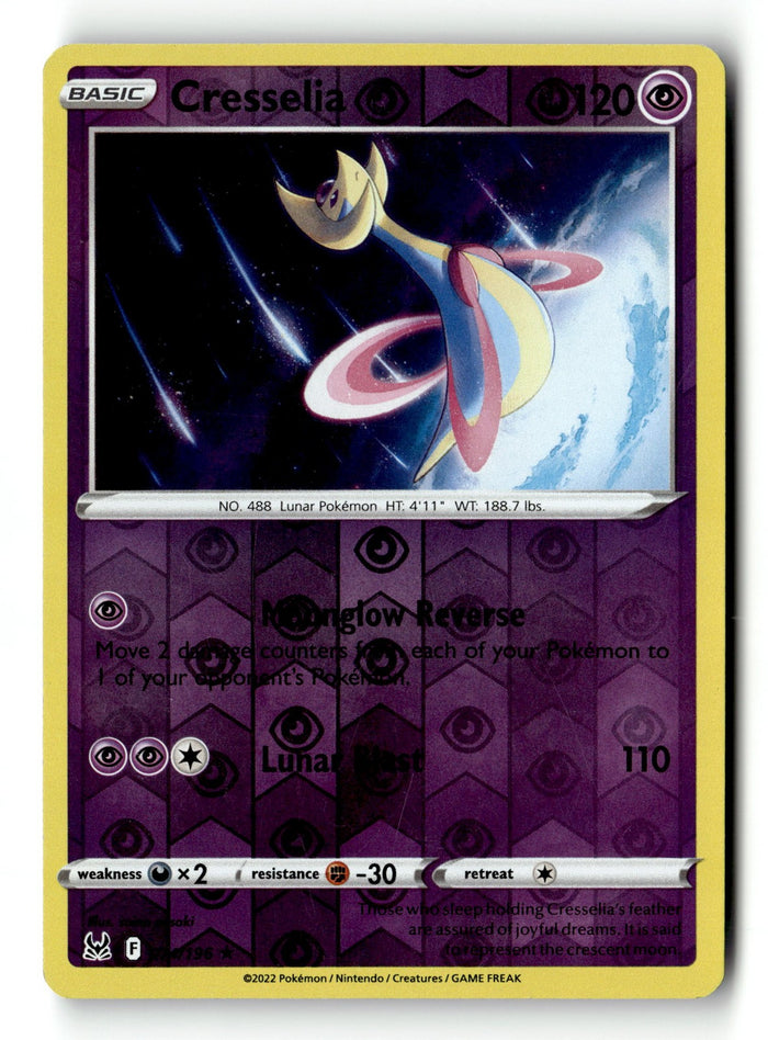 Pokemon Card Cresselia LP SWSH11: Lost Origin Reverse Holo Rare 074/196