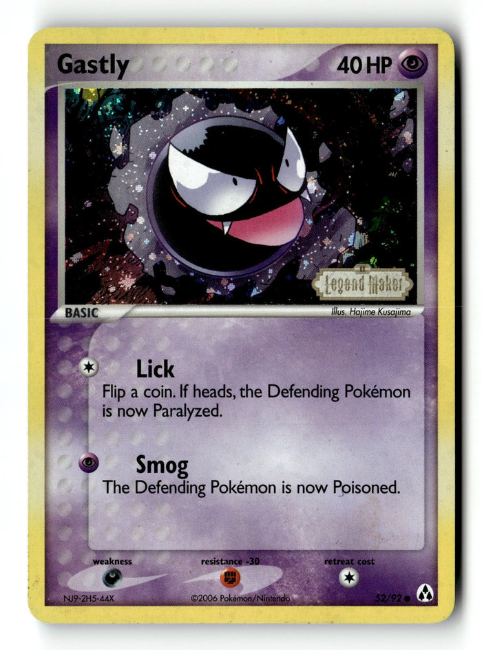 Pokemon Card Gastly LP Legend Maker Reverse Holo 52/92