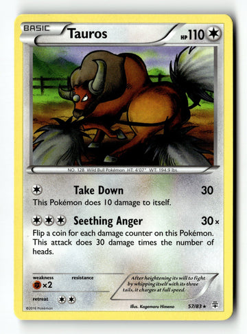 Pokemon Card Tauros LP Generations 57/83