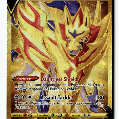 Pokemon Card Zamazenta V Secret Holo LP SWSH01: Sword & Shield Base Set 212/202