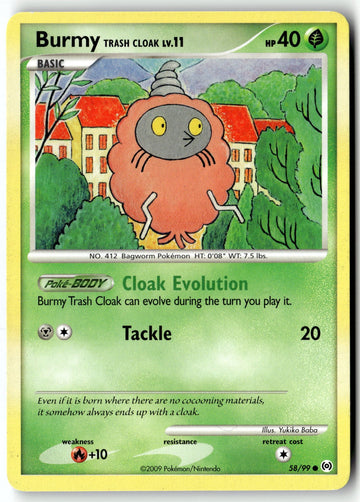 Pokemon Card Burmy Trash Cloak LP Arceus Common 58/99