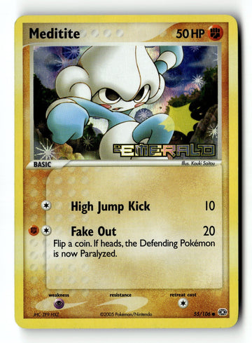 Pokemon Card Meditite Reverse Holo LP Emerald 55/106