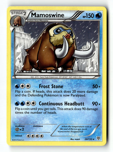 Pokemon Card Mamoswine Normal LP Plasma Storm 28/135