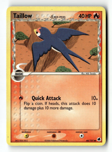 Pokemon Card Taillow Delta Species LP Dragon Frontiers 66/101