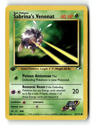 Pokemon Card Sabrina's Venonat 1st Edition LP Gym Heroes 096/132