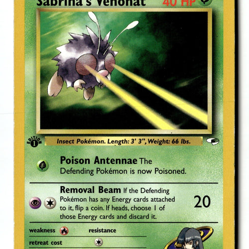 Pokemon Card Sabrina's Venonat 1st Edition LP Gym Heroes 096/132