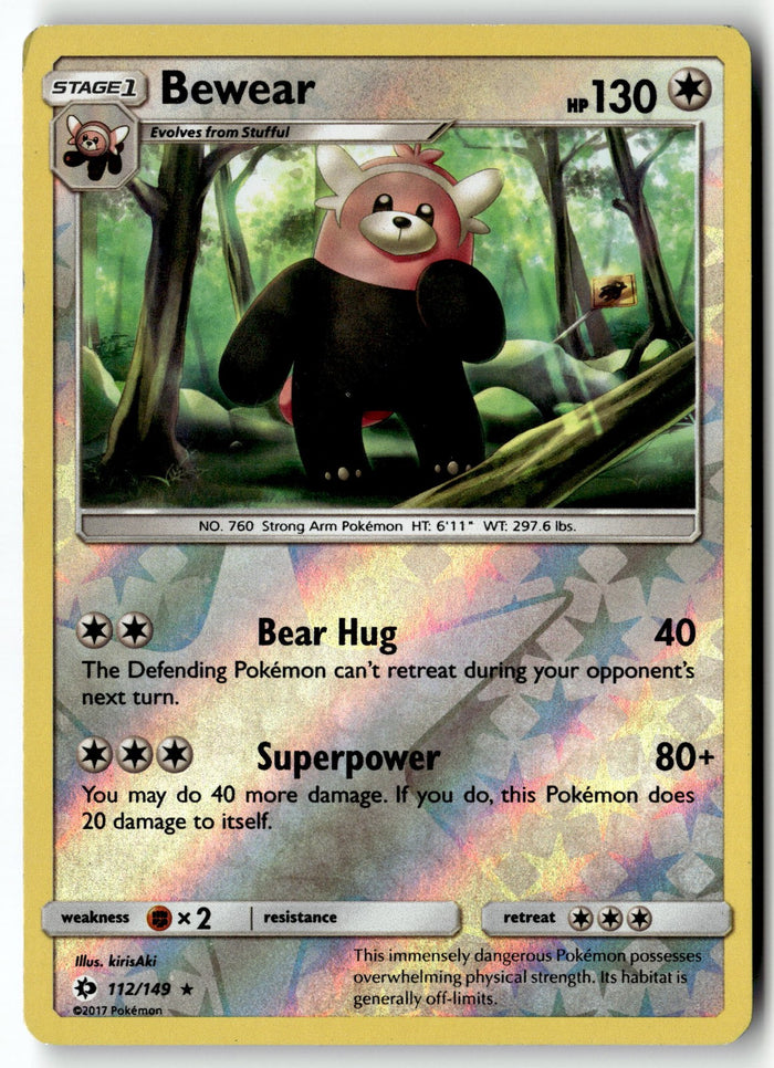 Pokemon Card Bewear LP SM Base Set Reverse Holo Rare 112/149