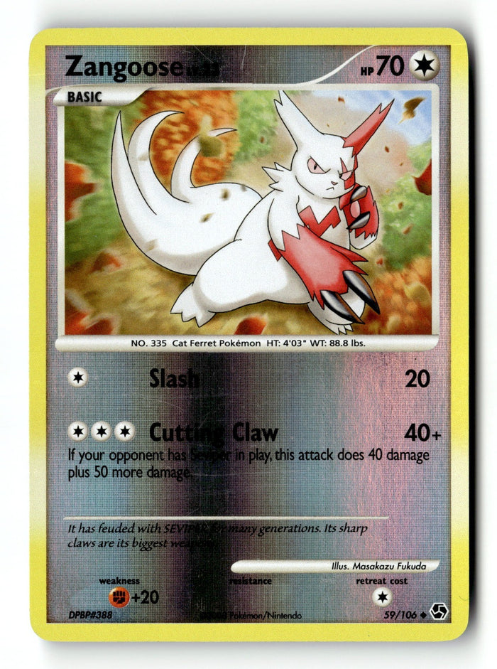 Pokemon Card Zangoose Reverse Holo LP Great Encounters 59/106