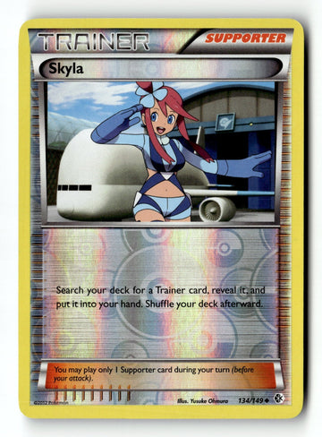 Pokemon Card Skyla Reverse Holo LP Boundaries Crossed 134/149