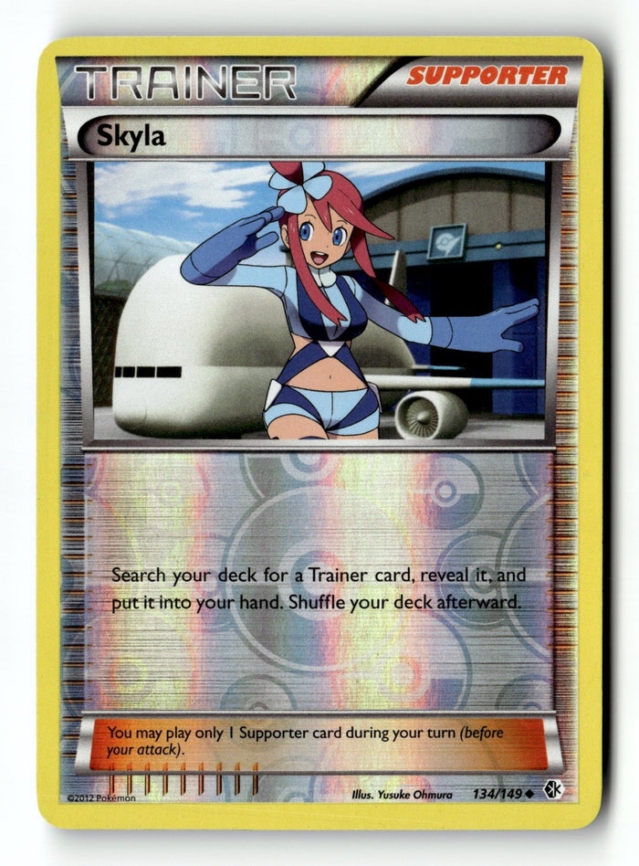 Pokemon Card Skyla Reverse Holo LP Boundaries Crossed 134/149