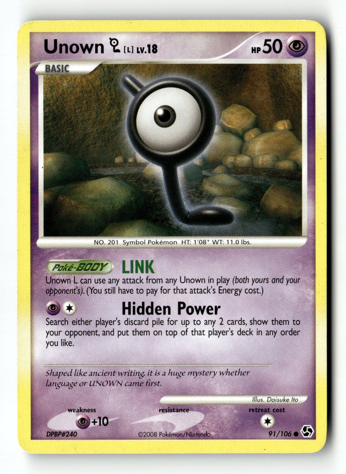 Pokemon Card Unown [L] LP Great Encounters 91/106