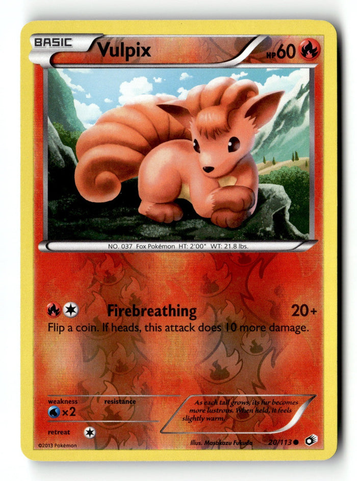 Pokemon Card Vulpix Reverse Holo LP Legendary Treasures 20/113