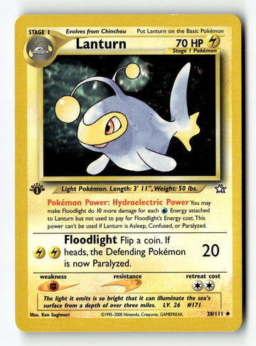 Pokemon Card Lanturn LP Neo Genesis 1st Edition Uncommon 038/111