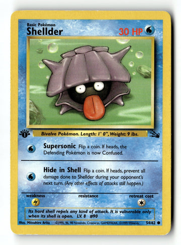 Pokemon Card Shellder 1st Edition LP Fossil 54/62