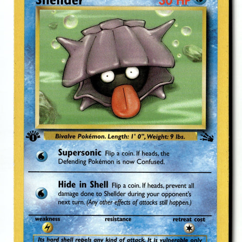 Pokemon Card Shellder 1st Edition LP Fossil 54/62