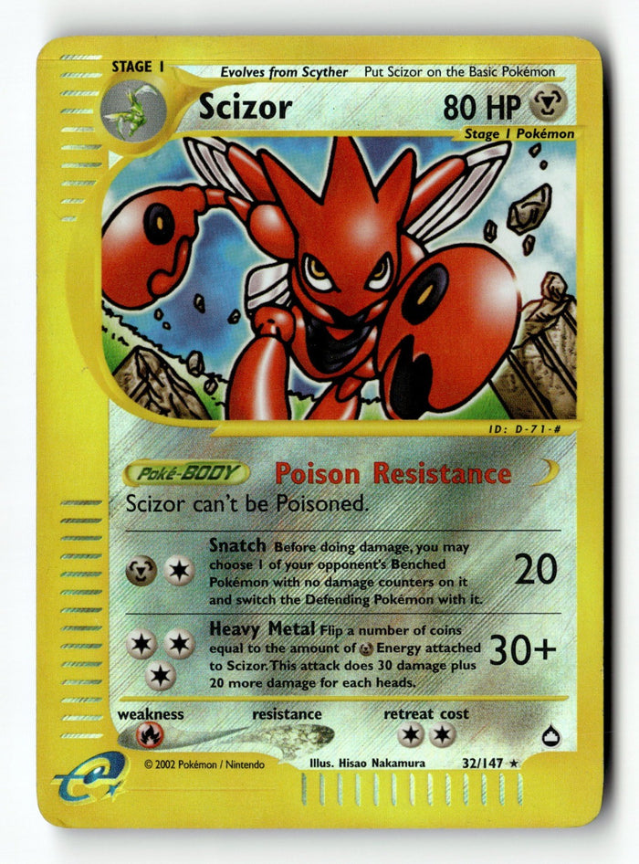 Pokemon Card Scizor Reverse Holo LP Aquapolis 32/147