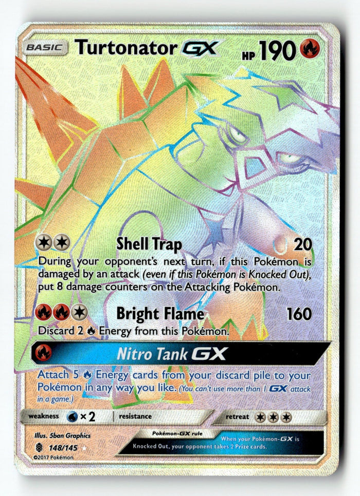 Pokemon Card Turtonator GX (Secret) Holo LP SM - Guardians Rising 148/145