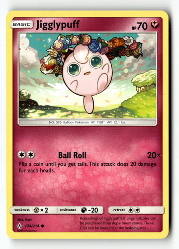 Pokemon Card Jigglypuff LP SM - Unbroken Bonds 134/214