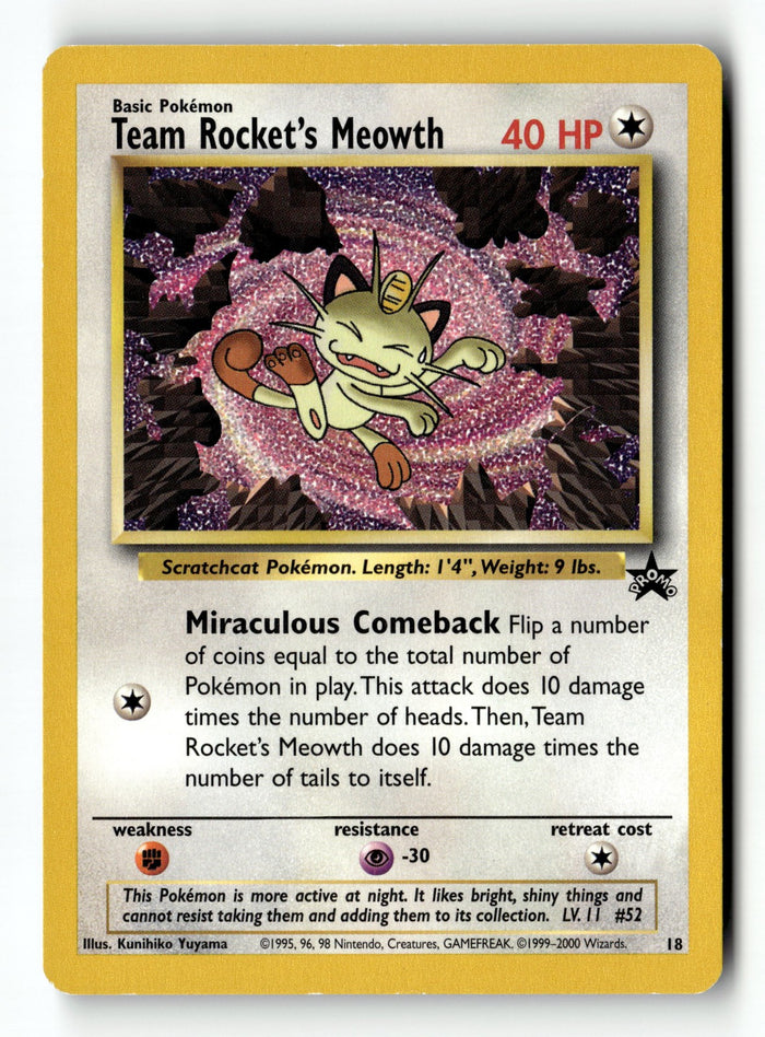 Pokemon Card Team Rocket's Meowth LP WoTC Promo 18/53