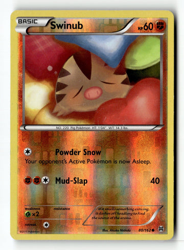 Pokemon Card Swinub Reverse Holo LP XY - BREAKthrough 80/162