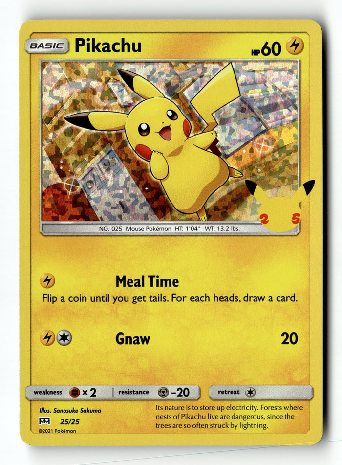 Pokemon Card Pikachu - 25/25 Holo LP McDonald's 25th Anniversary Promos 025/025
