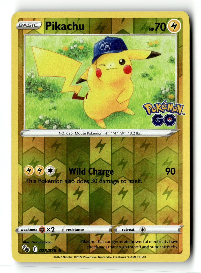 Pokemon Card Pikachu (28) Reverse Holo LP Pokemon GO 028/078