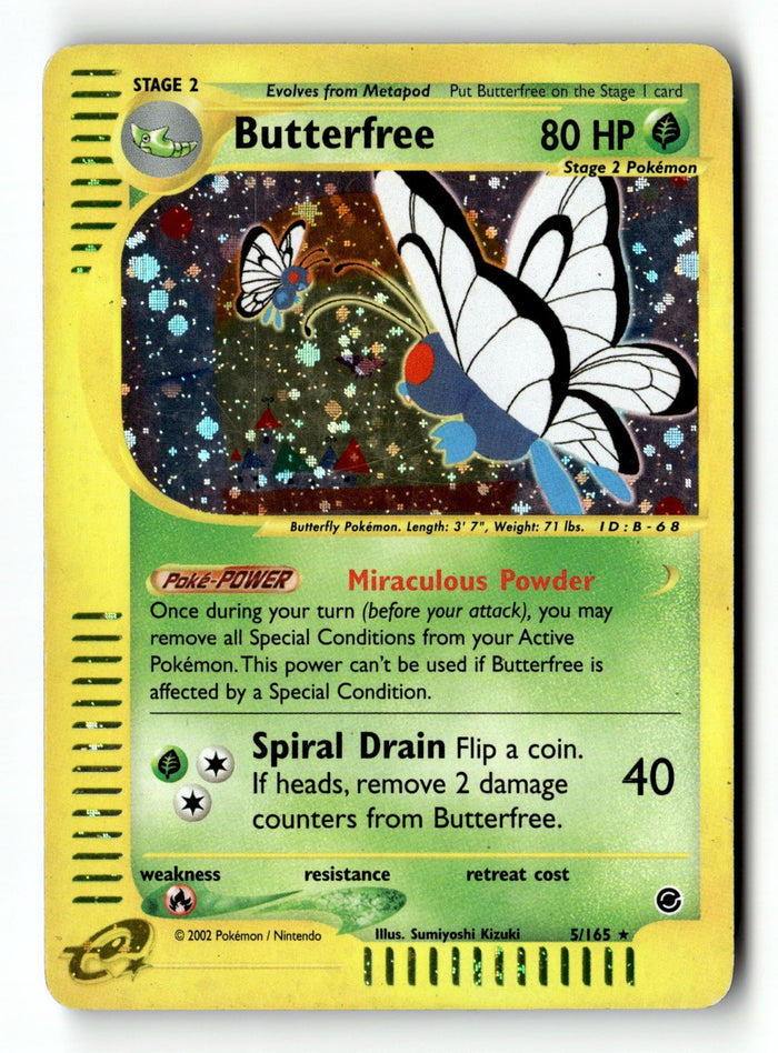 Pokemon Card Butterfree (5) Holo LP Expedition 005/165