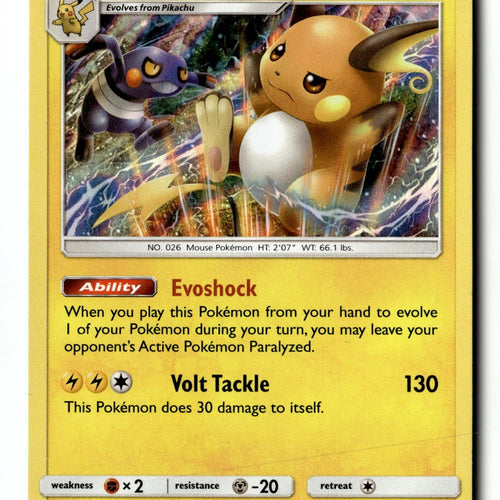 Pokemon Card Raichu Holo LP SM - Burning Shadows 41/147