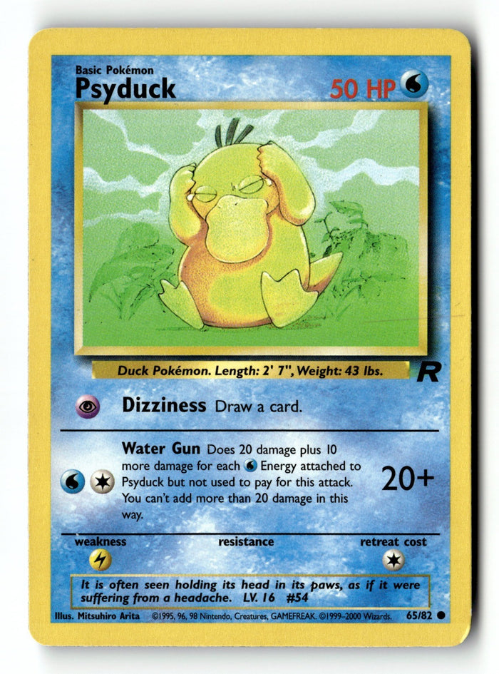 Pokemon Card Psyduck Unlimited LP Team Rocket 65/82