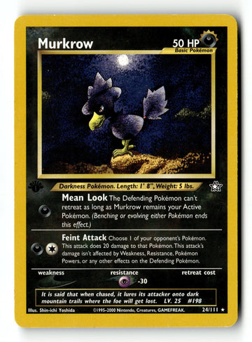 Pokemon Card Murkrow 1st Edition LP Neo Genesis 024/111