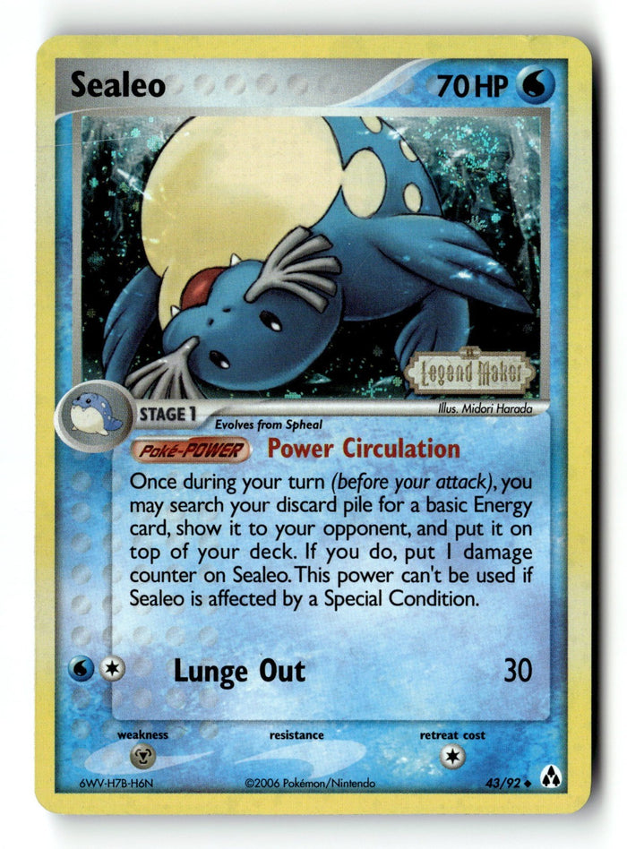 Pokemon Card Sealeo Reverse Holo LP Legend Maker 43/92