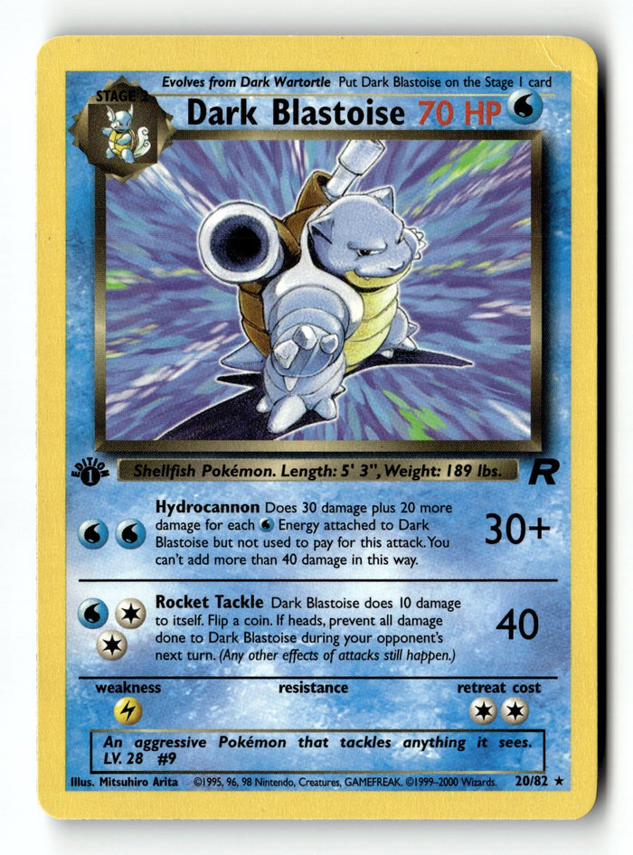 Pokemon Card Dark Blastoise (20) 1st Edition LP Team Rocket 20/82