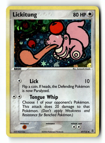 Pokemon Card Lickitung Reverse Holo LP FireRed & LeafGreen 37/112