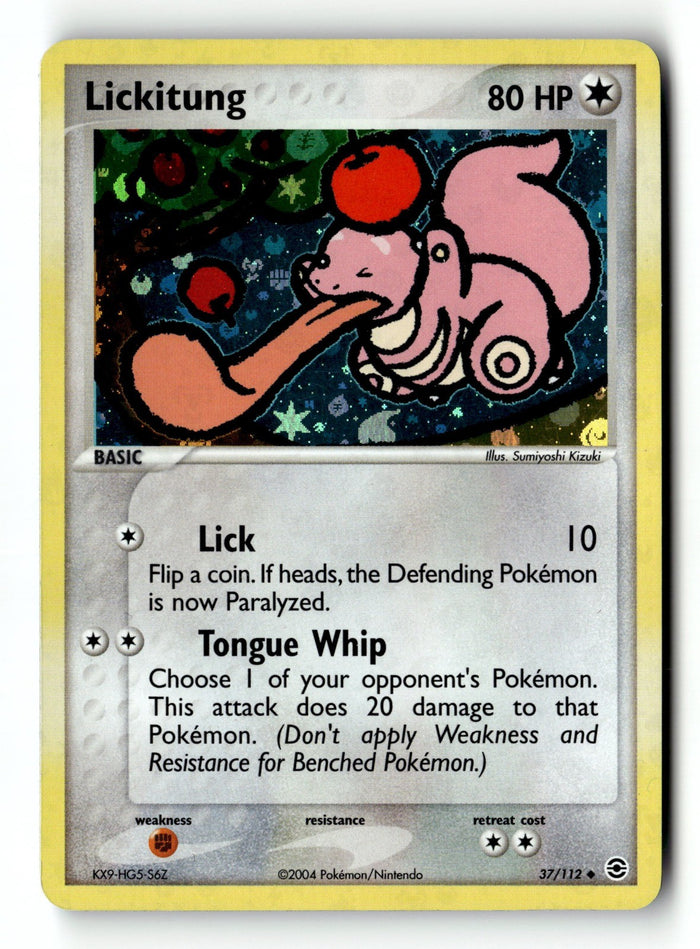 Pokemon Card Lickitung Reverse Holo LP FireRed & LeafGreen 37/112