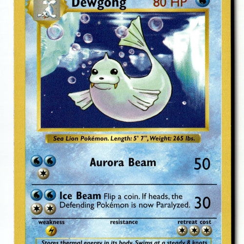 Pokemon Card Dewgong Unlimited LP Base Set (Shadowless) 025/102