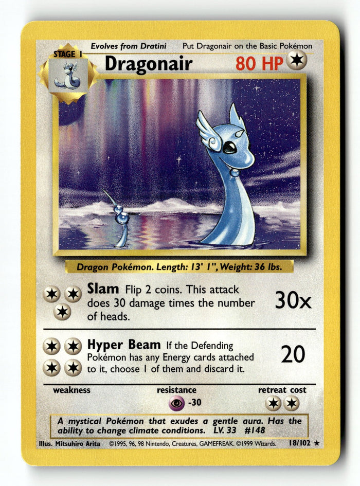 Pokemon Card Dragonair LP Base Set 018/102