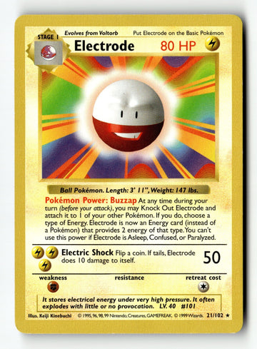 Pokemon Card Electrode Unlimited LP Base Set (Shadowless) 021/102