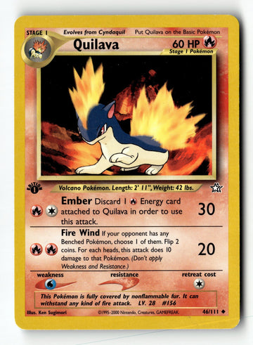 Pokemon Card Quilava (46) 1st Edition LP Neo Genesis 046/111