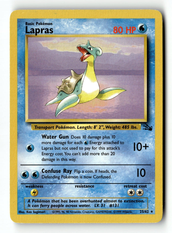 Pokemon Card Lapras (25) Unlimited LP Fossil 25/62