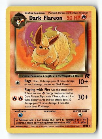Pokemon Card Dark Flareon Unlimited LP Team Rocket 35/82