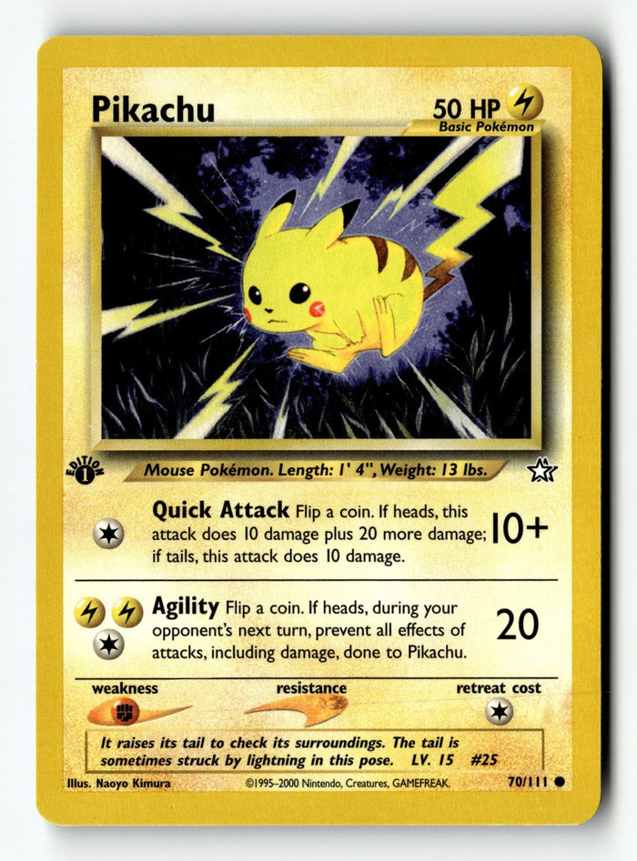 Pokemon Card Pikachu 1st Edition LP Neo Genesis 070/111