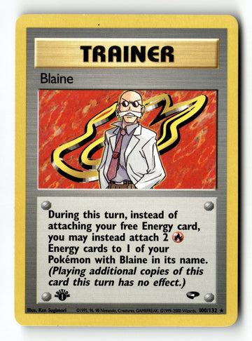 Pokemon Card Blaine (100) 1st Edition LP Gym Challenge 100/132