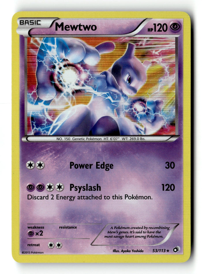 Pokemon Card Mewtwo Holo LP Legendary Treasures 53/113