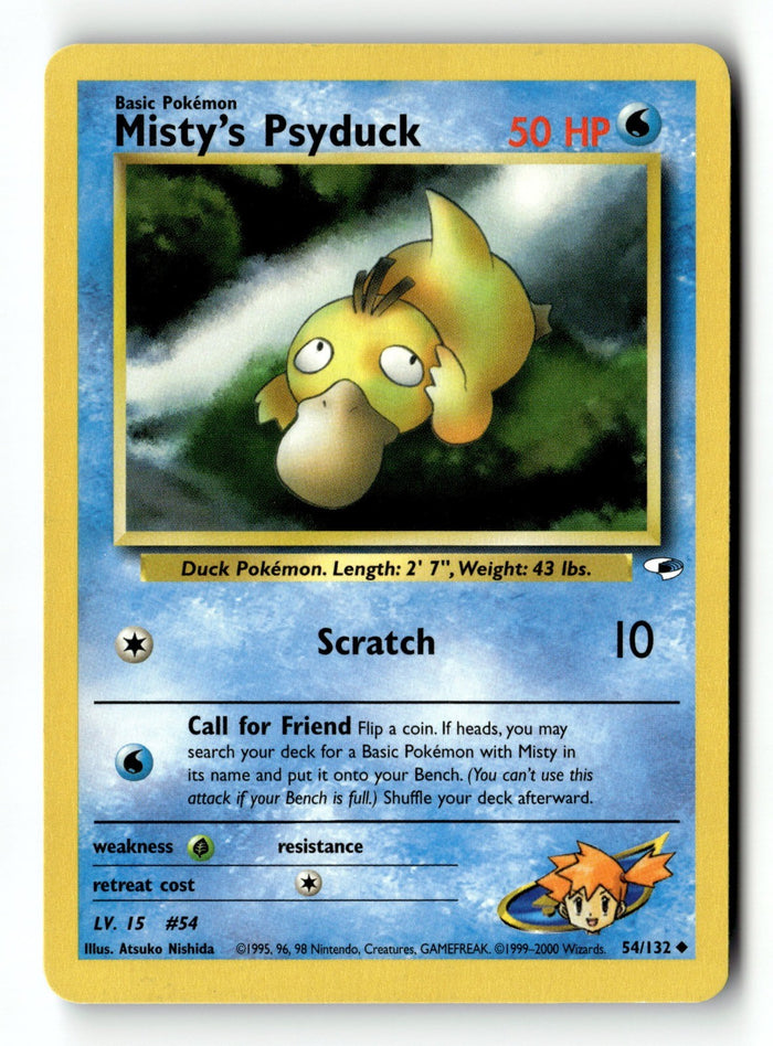 Pokemon Card Misty's Psyduck Unlimited LP Gym Heroes 054/132