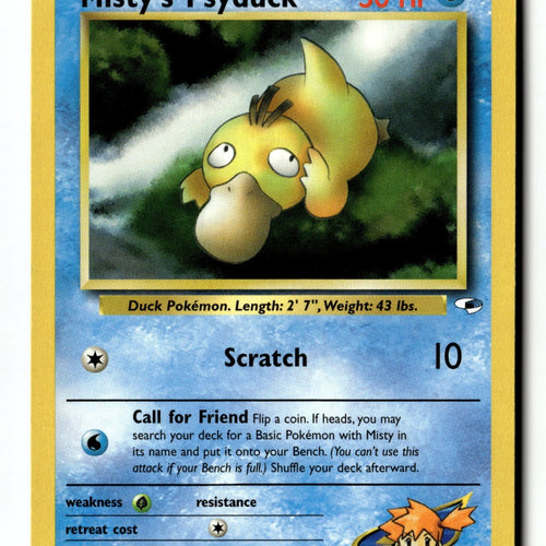 Pokemon Card Misty's Psyduck Unlimited LP Gym Heroes 054/132
