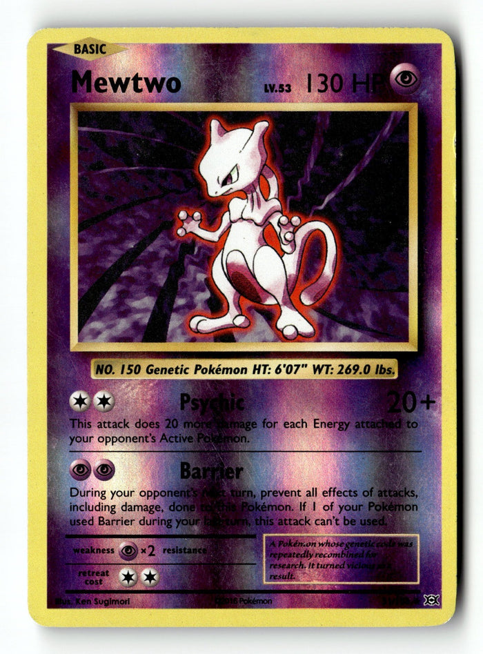 Pokemon Card Mewtwo Reverse Holo LP XY - Evolutions 51/108